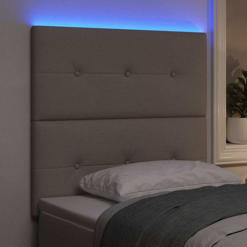 LED glava kreveta s LED trakama Sivo-smeđa 90 cm tkanina