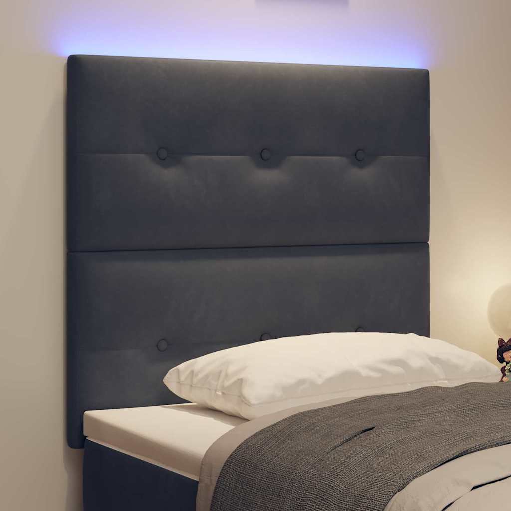 LED glava kreveta s LED trakama Sivi 90 cm Baršun