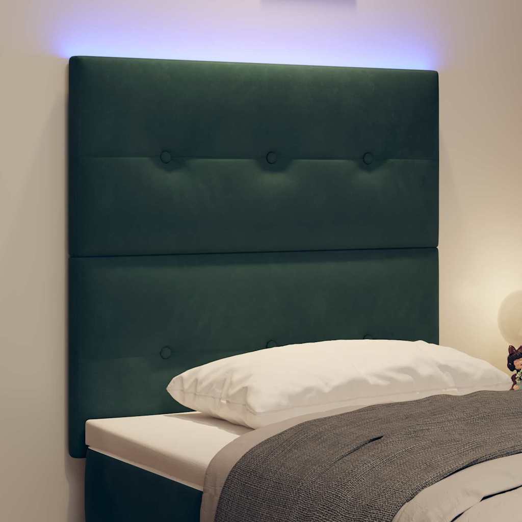 LED glava kreveta s LED trakama Zelena 90 cm Baršun