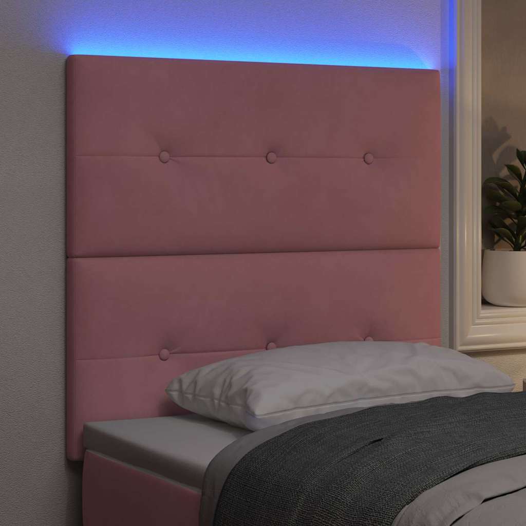 LED glava kreveta s LED trakama Ružičasta 90 cm Baršun