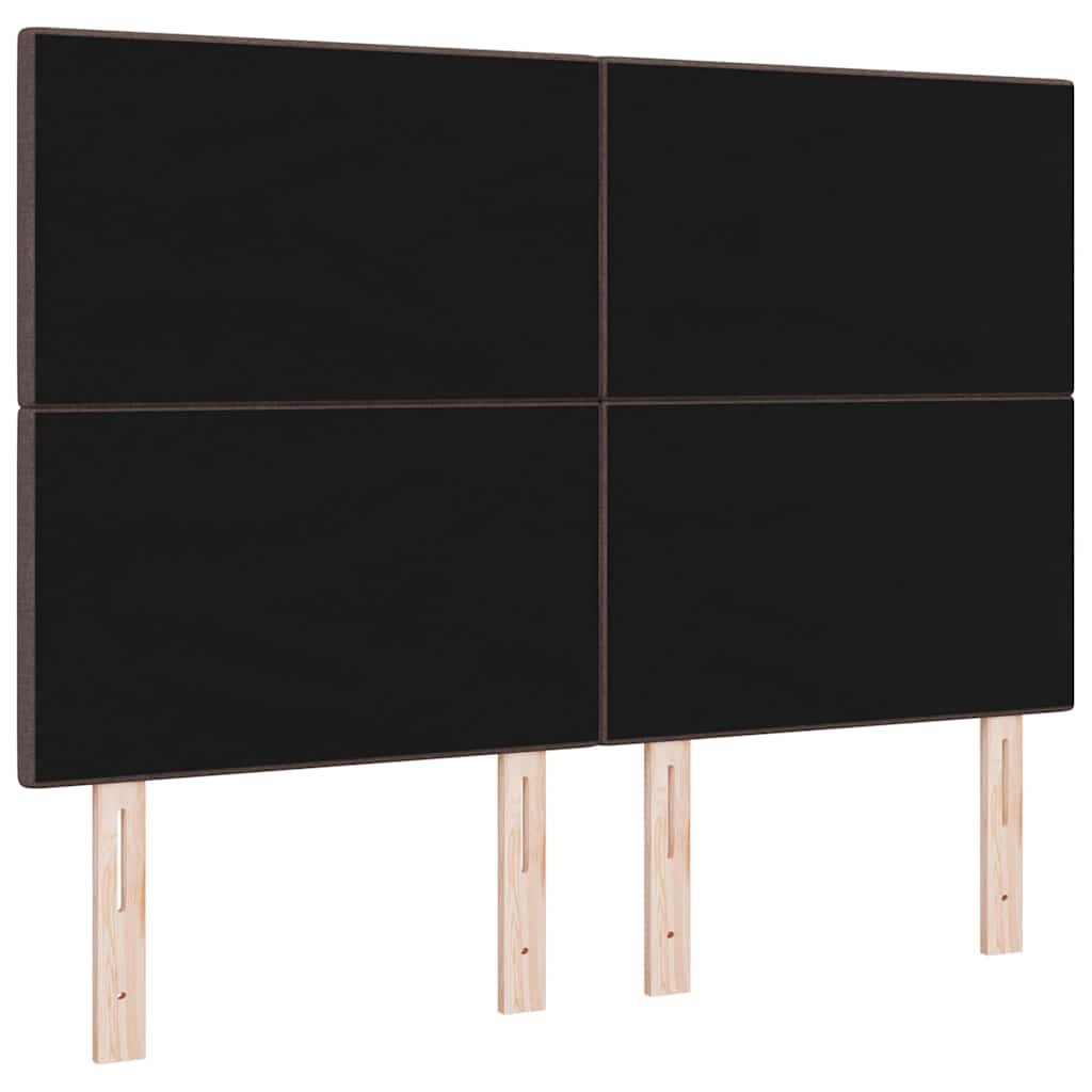 LED glava kreveta s LED trakama Tamno smeđa 144 cm tkanina