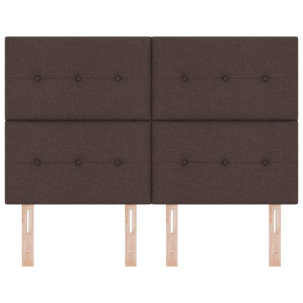 LED glava kreveta s LED trakama Tamno smeđa 144 cm tkanina