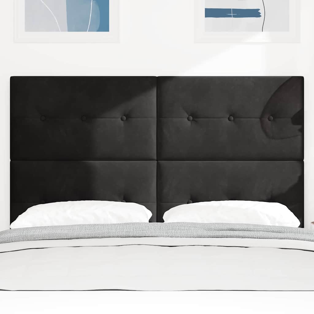 LED glava kreveta s LED trakama Crna 144 cm Baršun