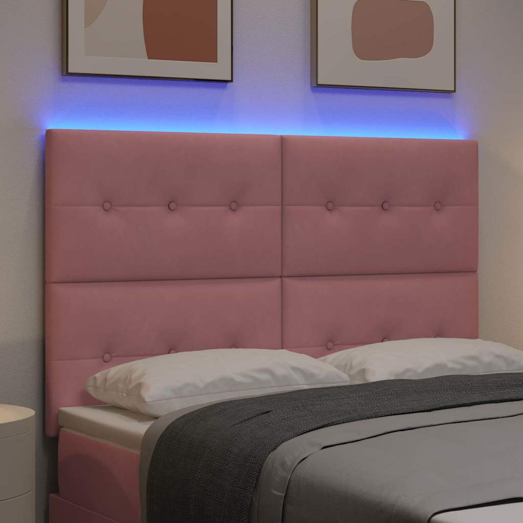 LED glava kreveta s LED trakama Ružičasta 144 cm Baršun
