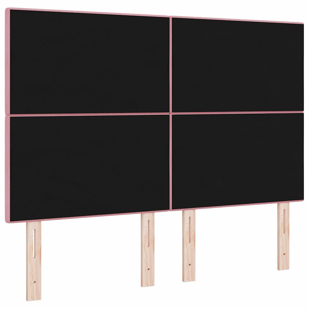 LED glava kreveta s LED trakama Ružičasta 144 cm Baršun