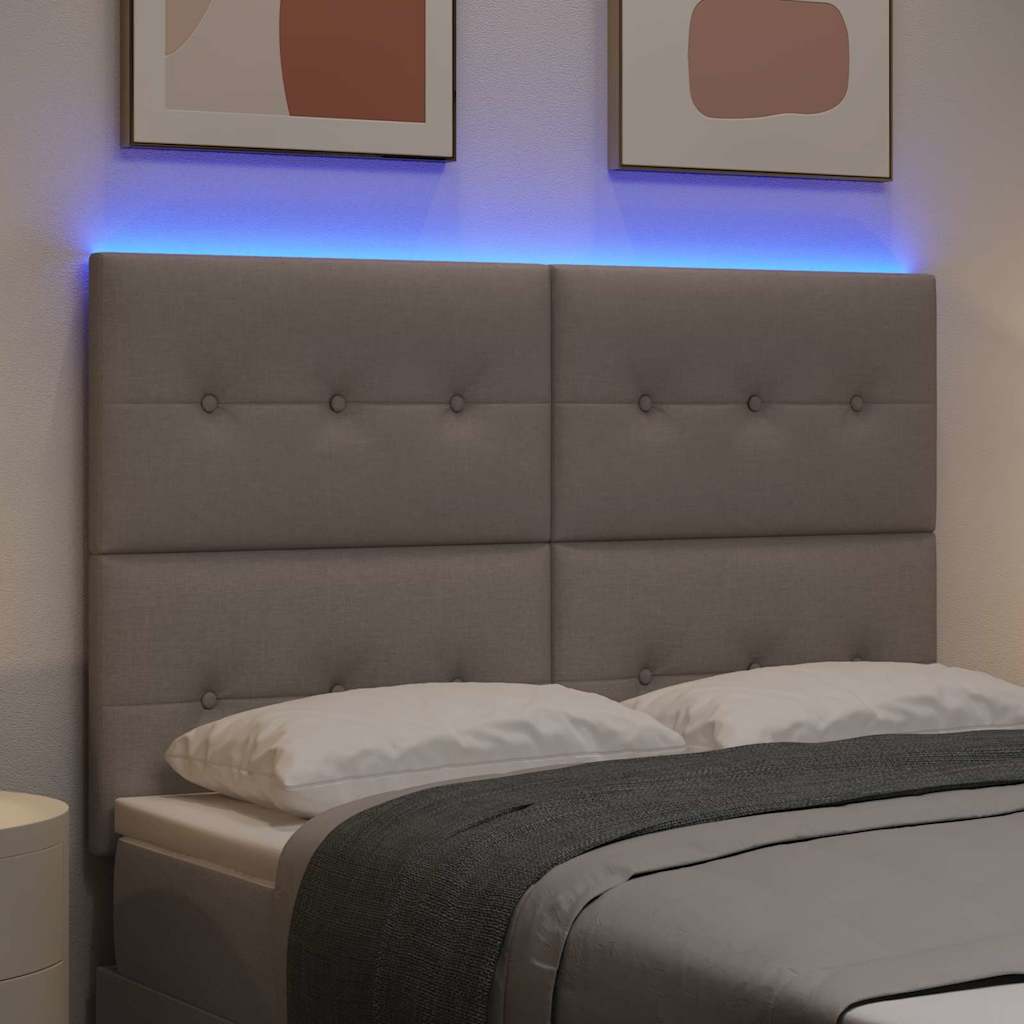 LED glava kreveta s LED trakama Sivo-smeđa 160 cm tkanina