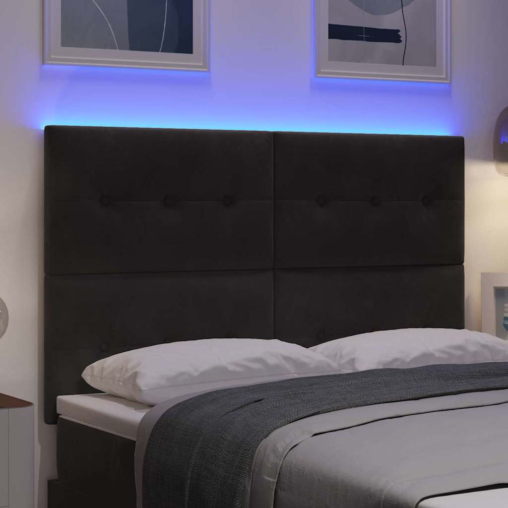 LED glava kreveta s LED trakama Crna 160 cm Baršun