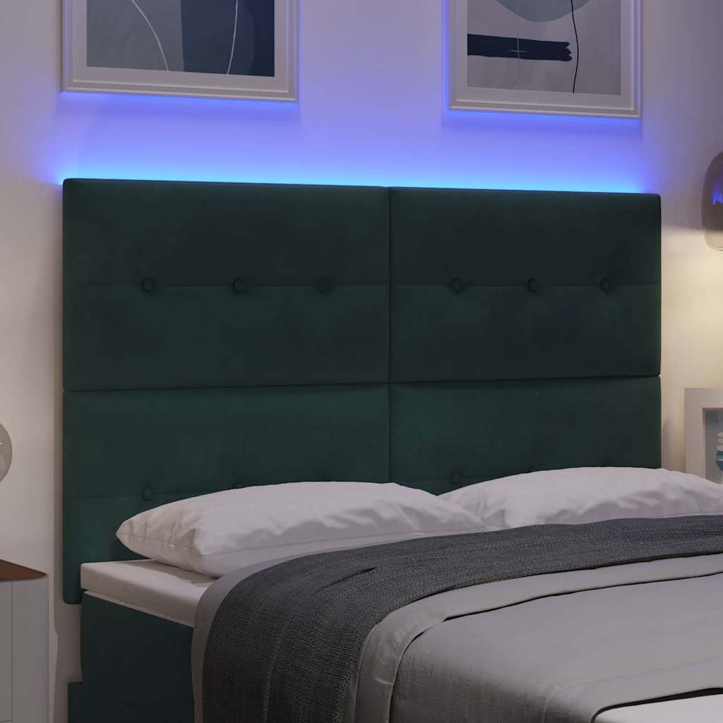 LED glava kreveta s LED trakama Zelena 160 cm Baršun