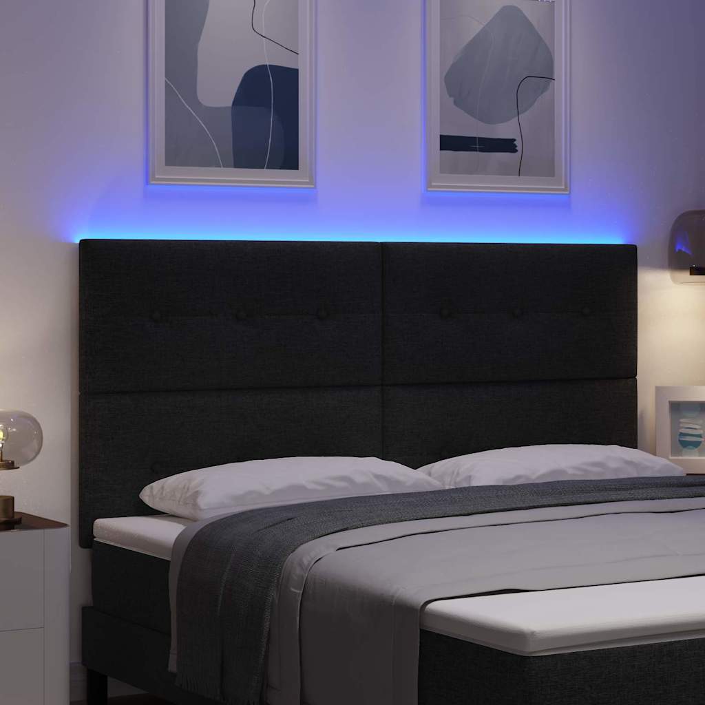 LED glava kreveta s LED trakama Crna 180 cm tkanina