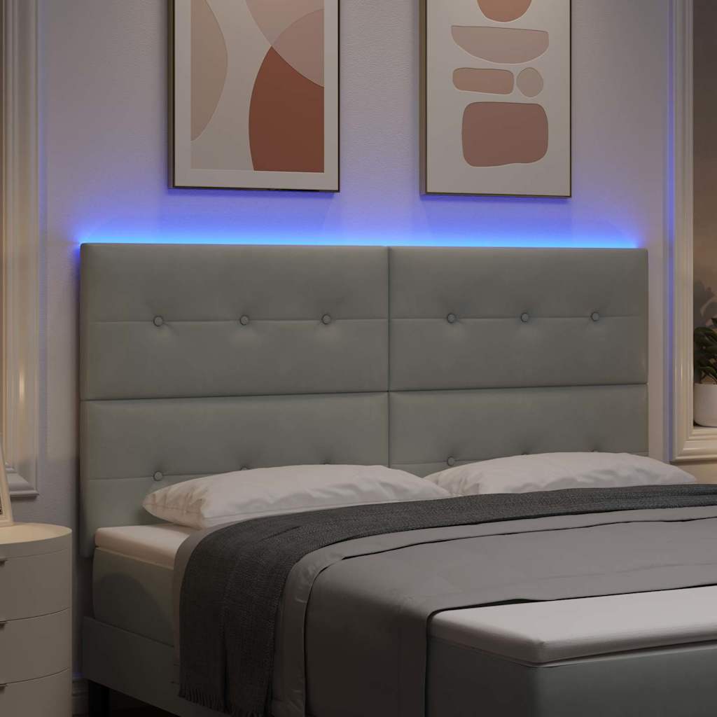 LED glava kreveta s LED trakama Svijetlo siva 180 cm Baršun