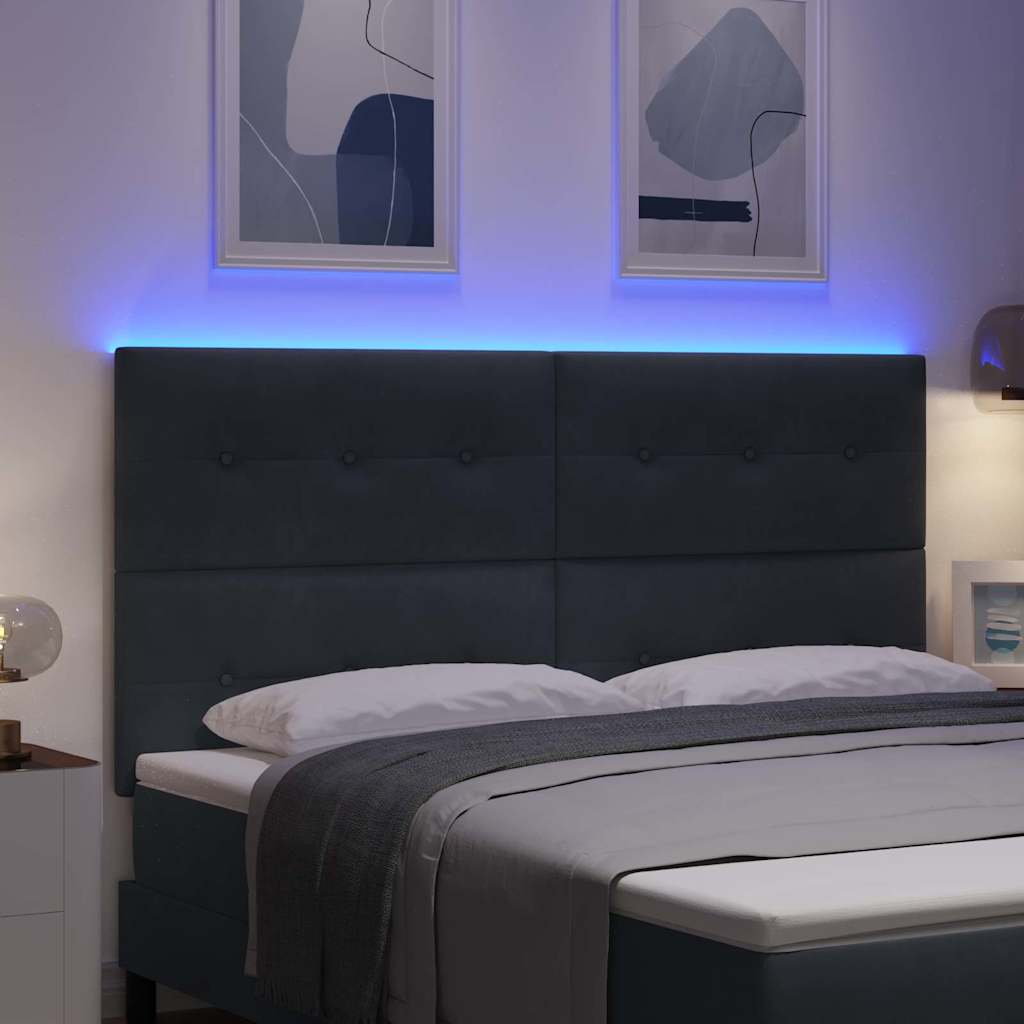 LED glava kreveta s LED trakama Sivi 180 cm Baršun