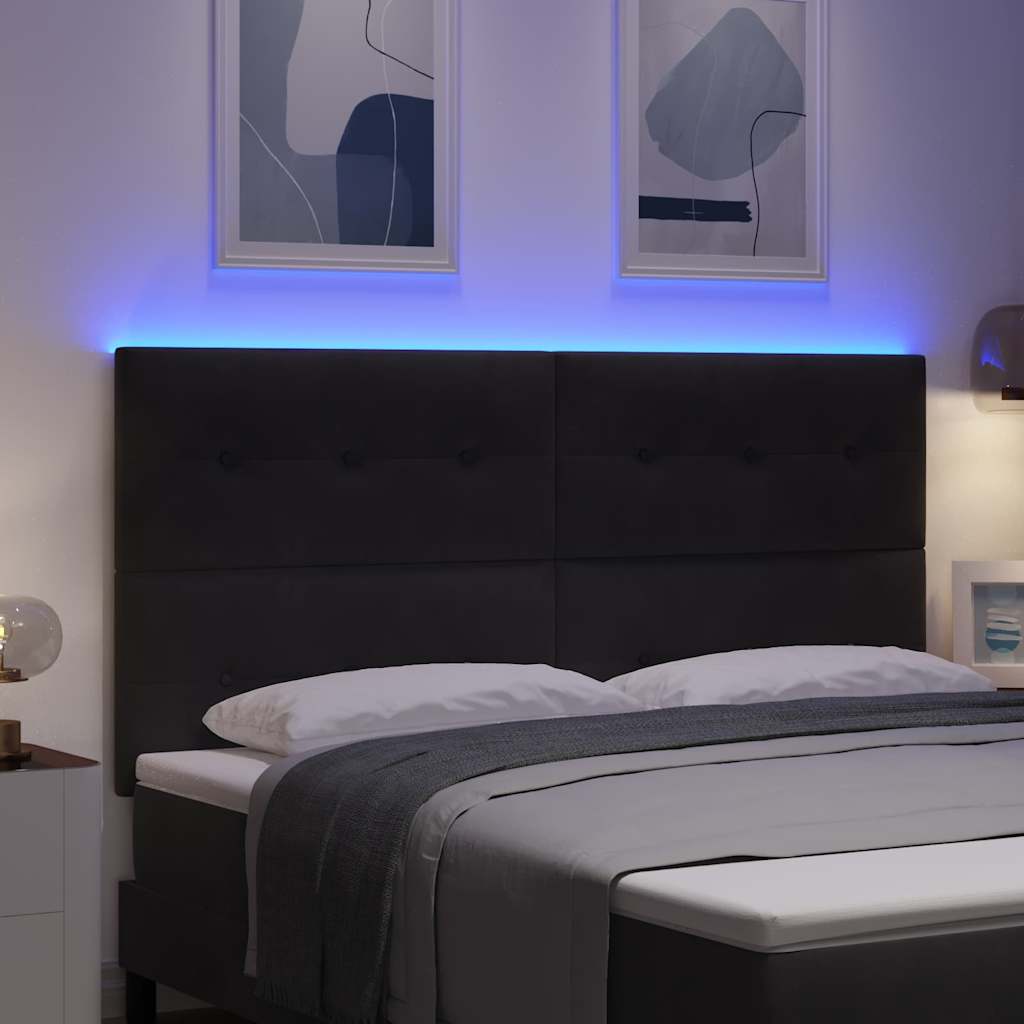 LED glava kreveta s LED trakama Crna 180 cm Baršun