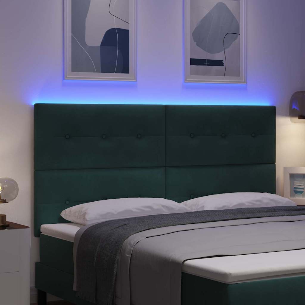 LED glava kreveta s LED trakama Zelena 180 cm Baršun