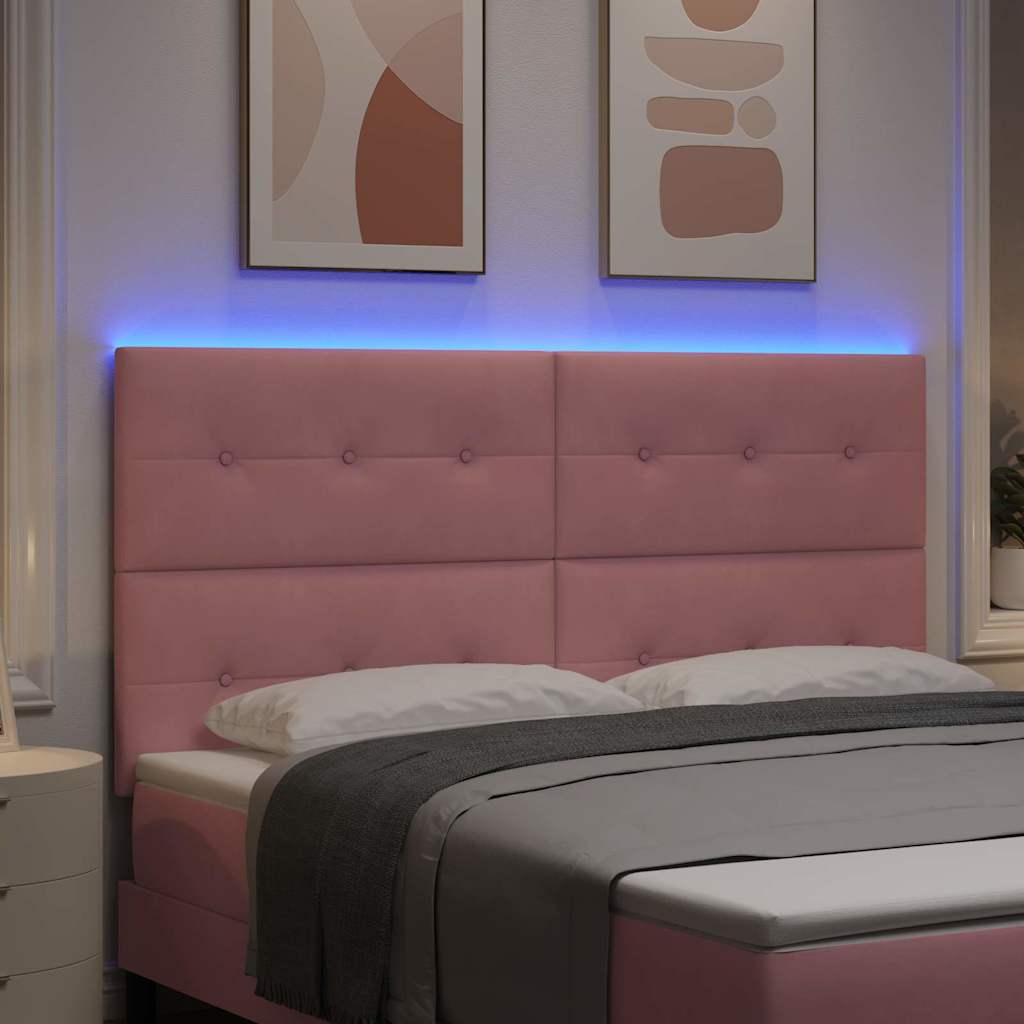 LED glava kreveta s LED trakama Ružičasta 180 cm Baršun