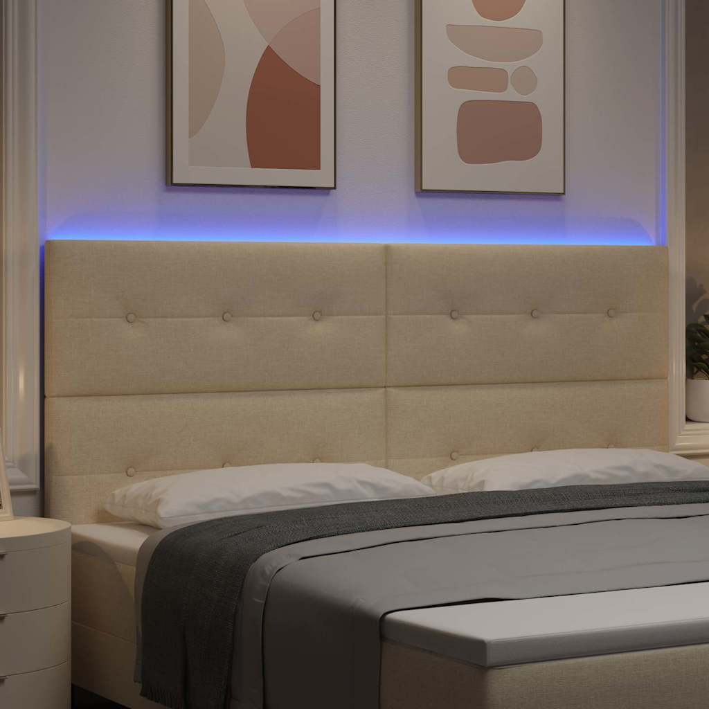 LED glava kreveta s LED trakama Krema 200 cm tkanina