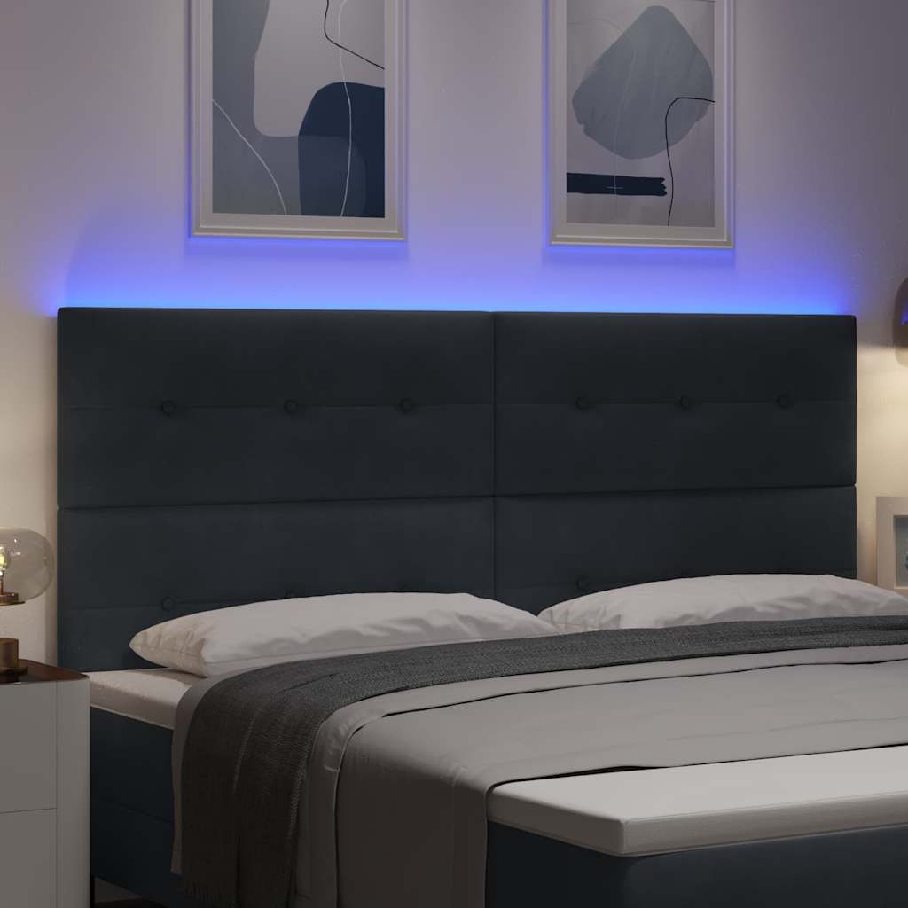 LED glava kreveta s LED trakama Sivi 200 cm Baršun