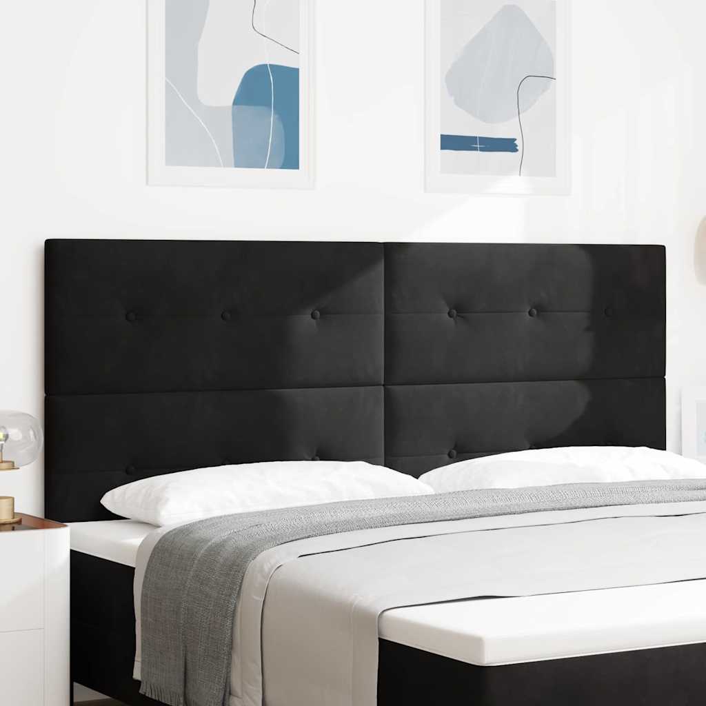 LED glava kreveta s LED trakama Crna 200 cm Baršun