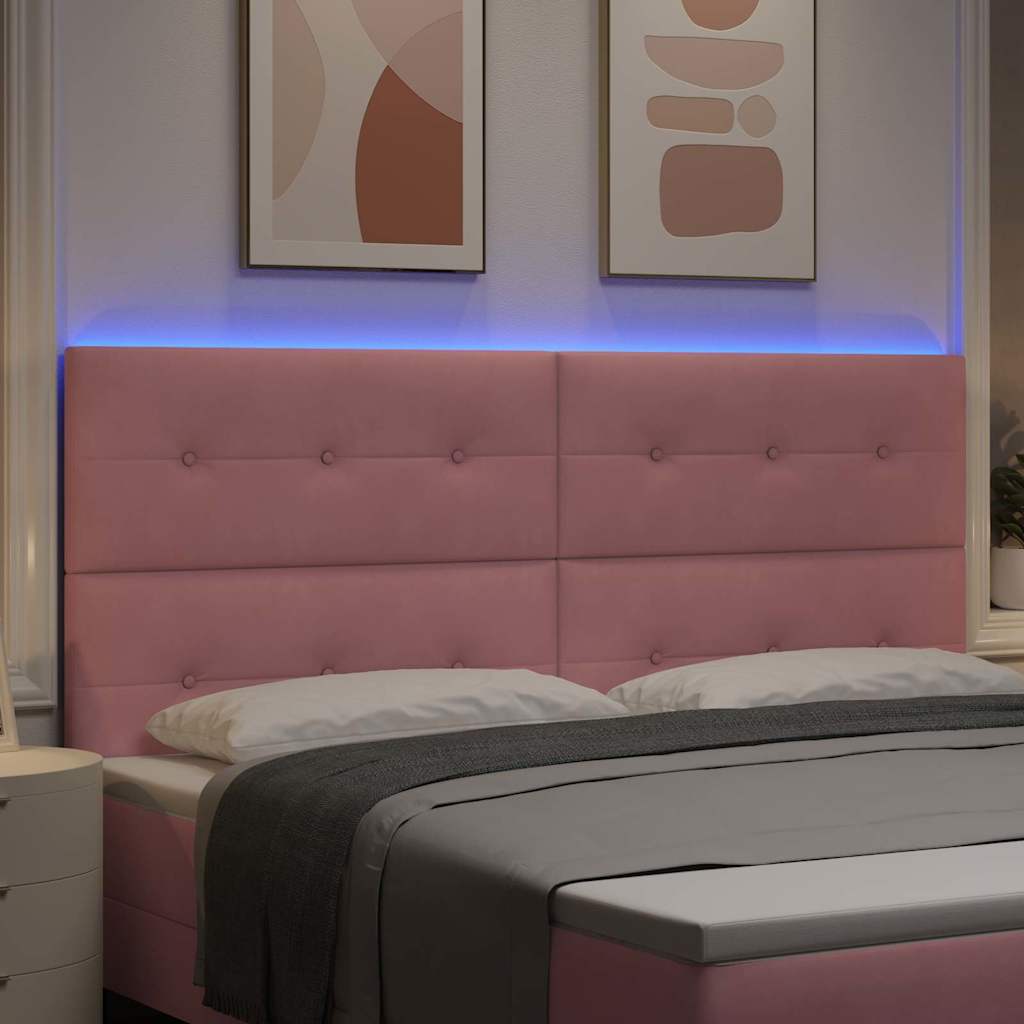 LED glava kreveta s LED trakama Ružičasta 200 cm Baršun