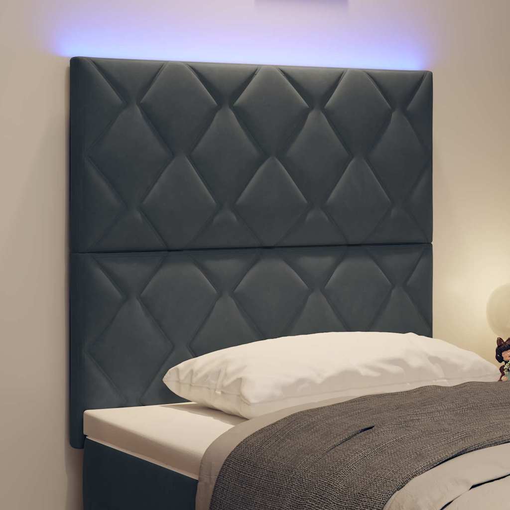 LED glava kreveta Tamno siva 90 cm Baršun