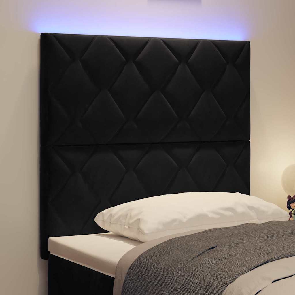 LED glava kreveta Crna 100 cm Baršun