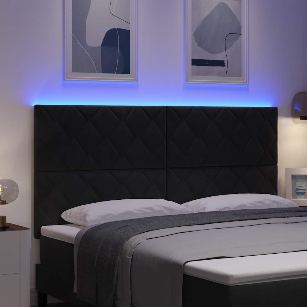 LED glava kreveta Crna 180 cm Baršun