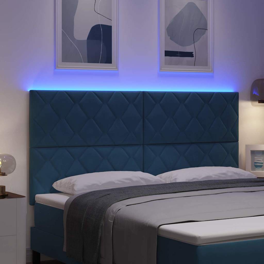 LED glava kreveta Tamno plava 180 cm Baršun