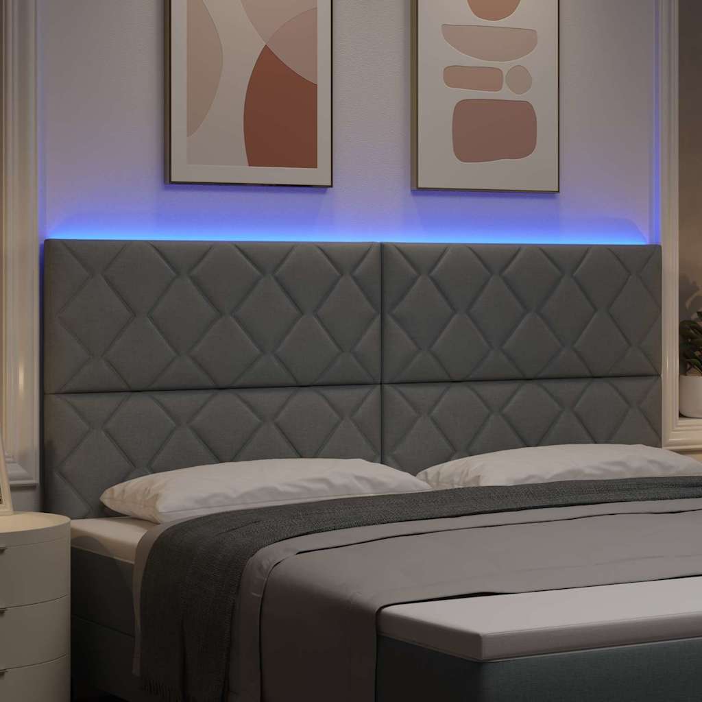 LED glava kreveta Svijetlo siva 200 cm tkanina