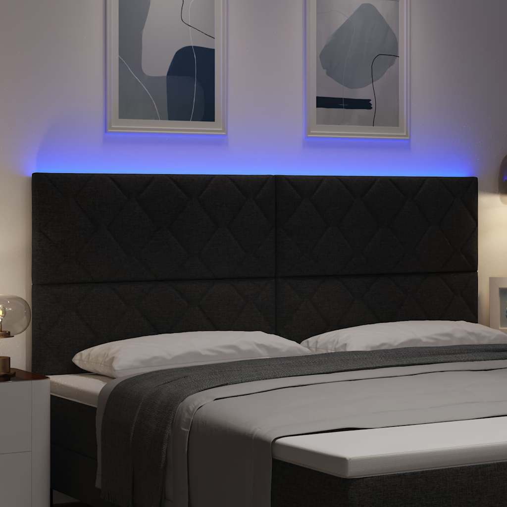 LED glava kreveta Crna 200 cm tkanina