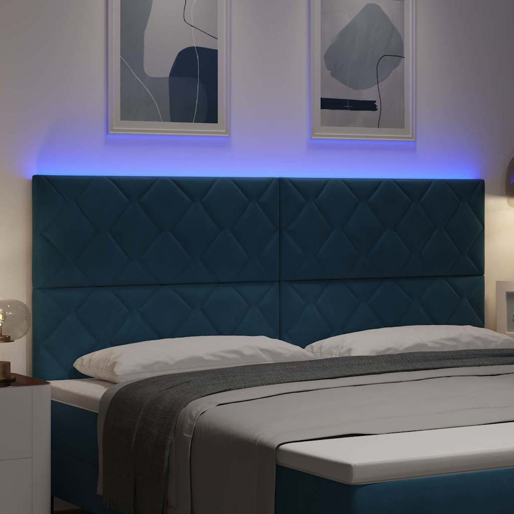 LED glava kreveta Tamno plava 200 cm Baršun