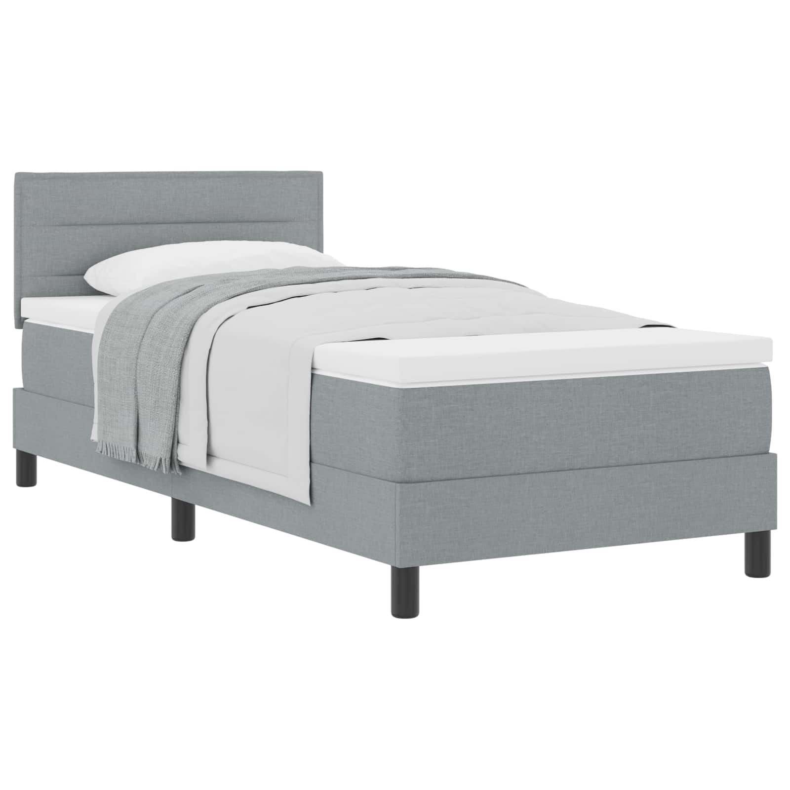 Krevet s opruga kutije Svijetlo siva 90 x 190 cm tkanina