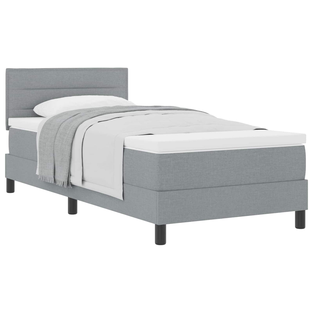 Krevet s opruga kutije Svijetlo siva 90 x 200 cm tkanina