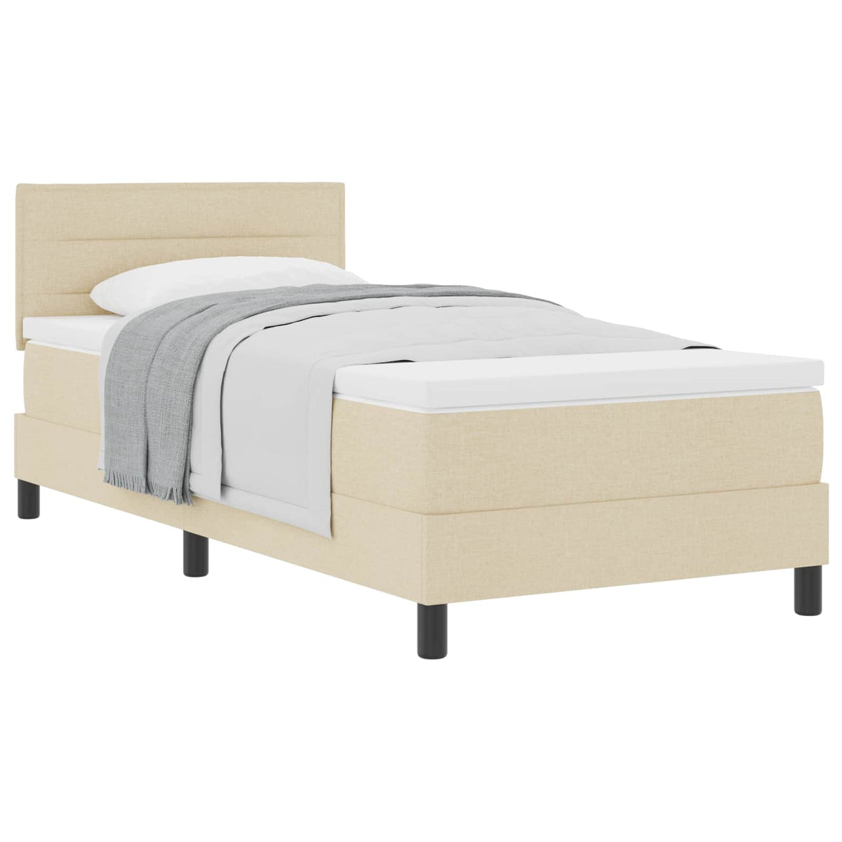 Krevet s opruga kutije s uzglavljem Krema 100 x 200 cm tkanina