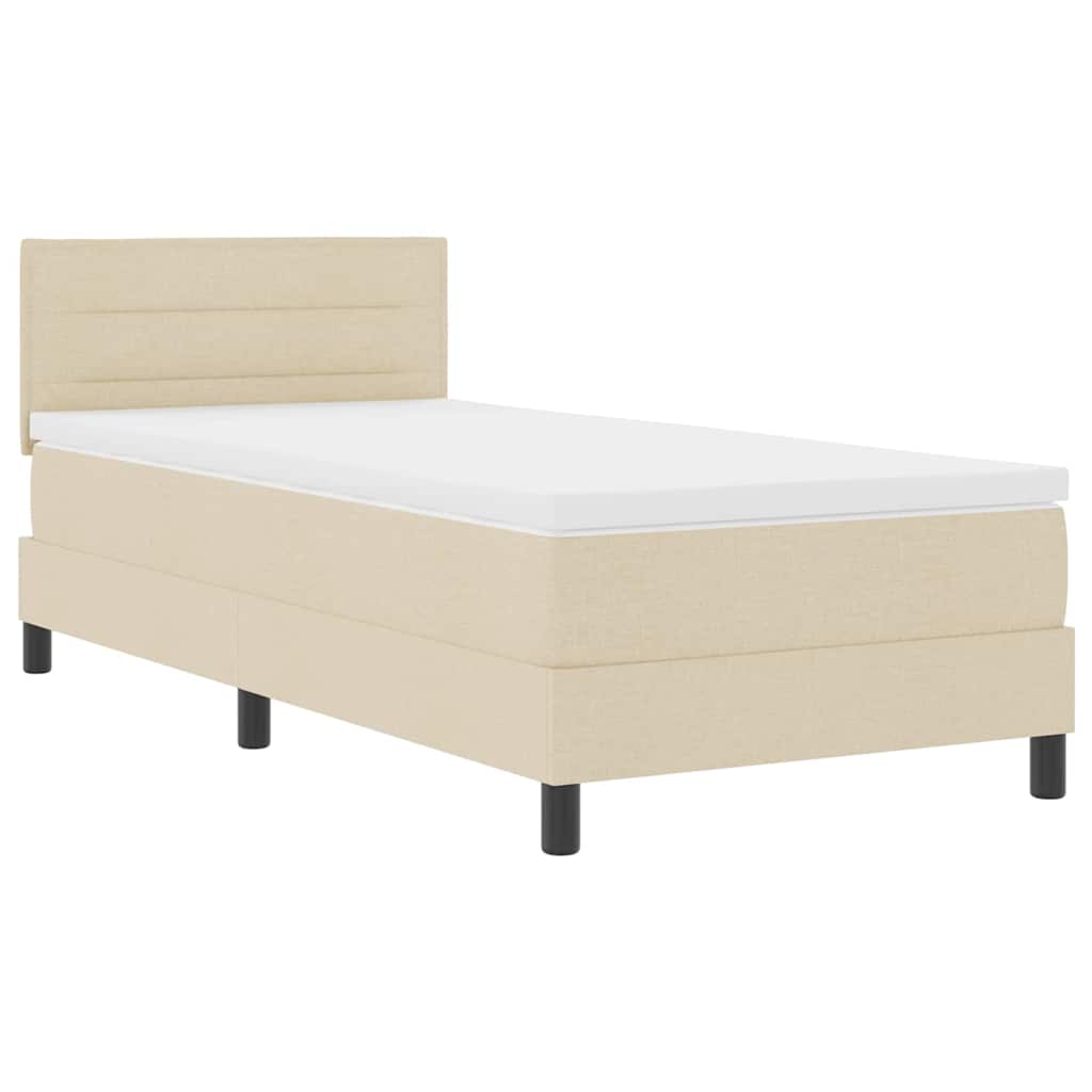 Krevet s opruga kutije s uzglavljem Krema 100 x 200 cm tkanina