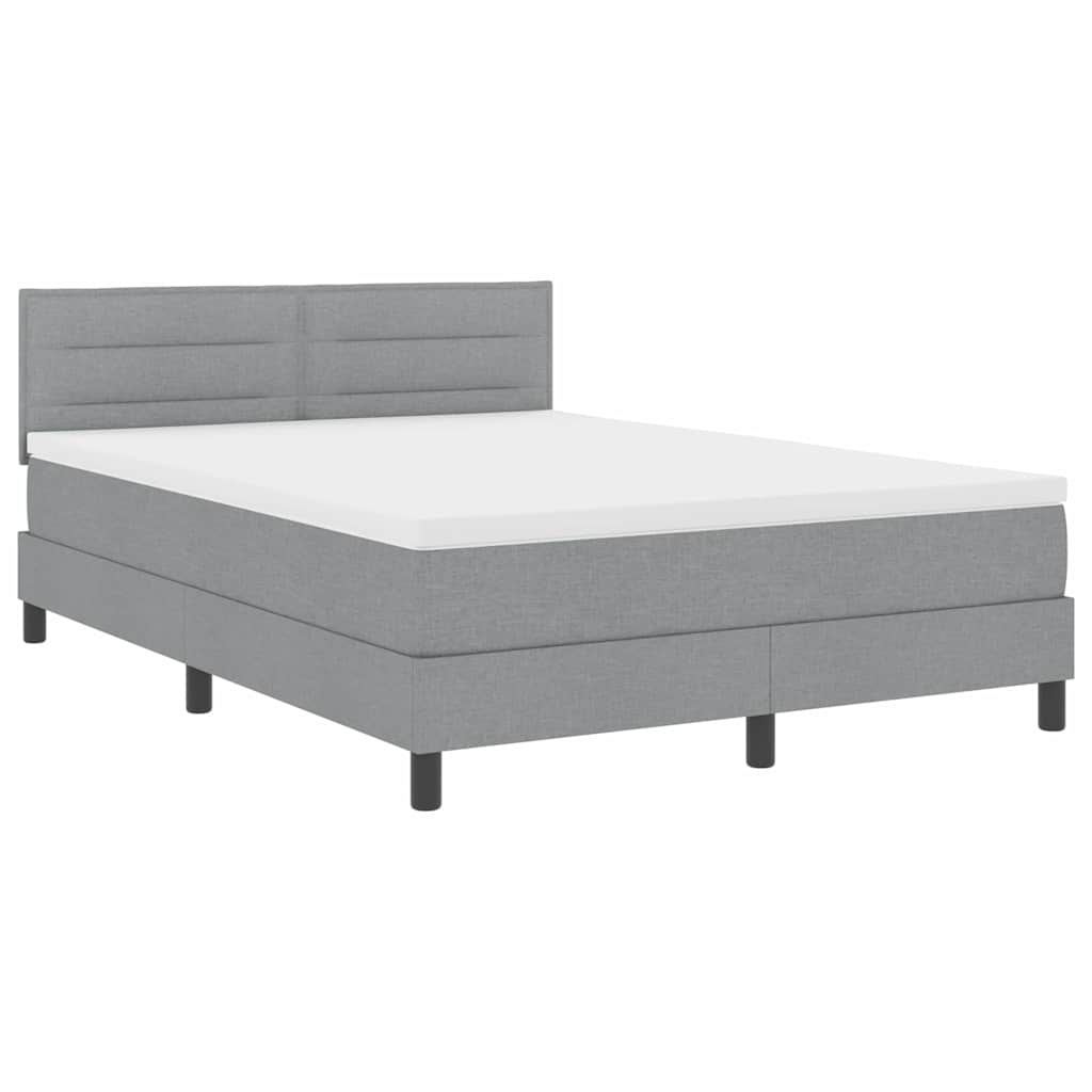 Krevet s opruga kutije Svijetlo siva 140 x 190 cm tkanina