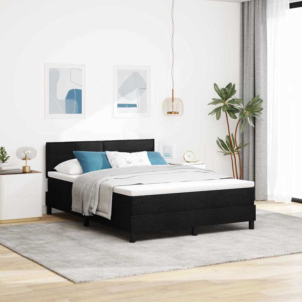 Krevet s opruga kutije s uzglavljem Crna 160 x 200 cm tkanina