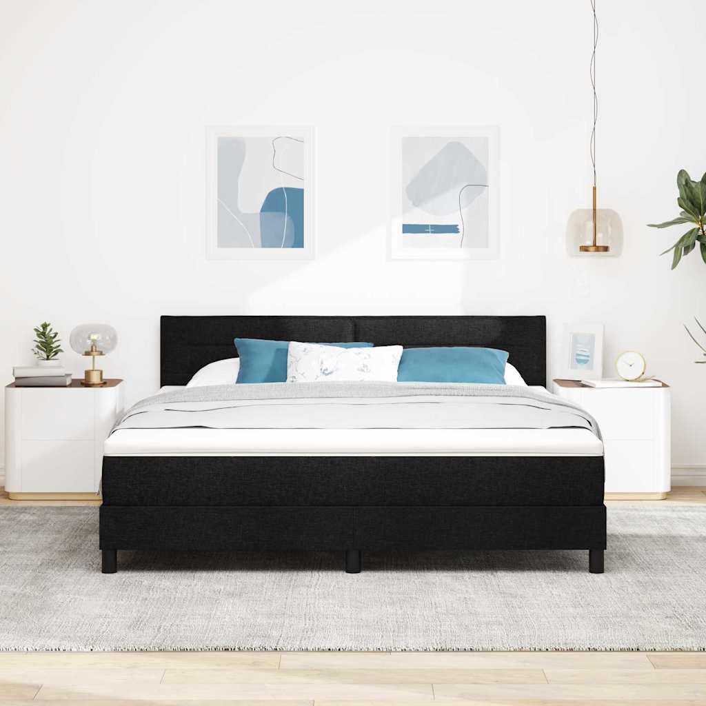 Krevet s opruga kutije s uzglavljem Crna 180 x 200 cm tkanina