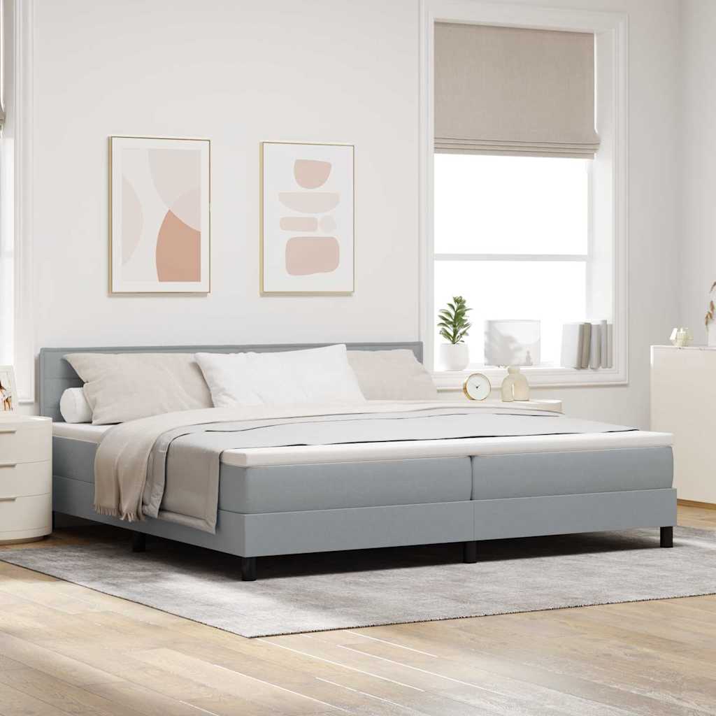 Krevet s opruga kutije Svijetlo siva 200 x 200 cm tkanina