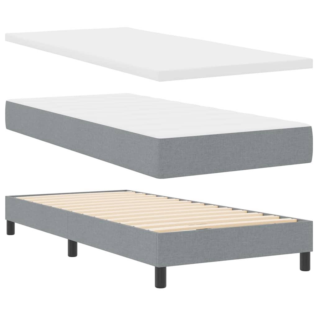 Krevet s opruga kutije Svijetlo siva 90 x 200 cm tkanina