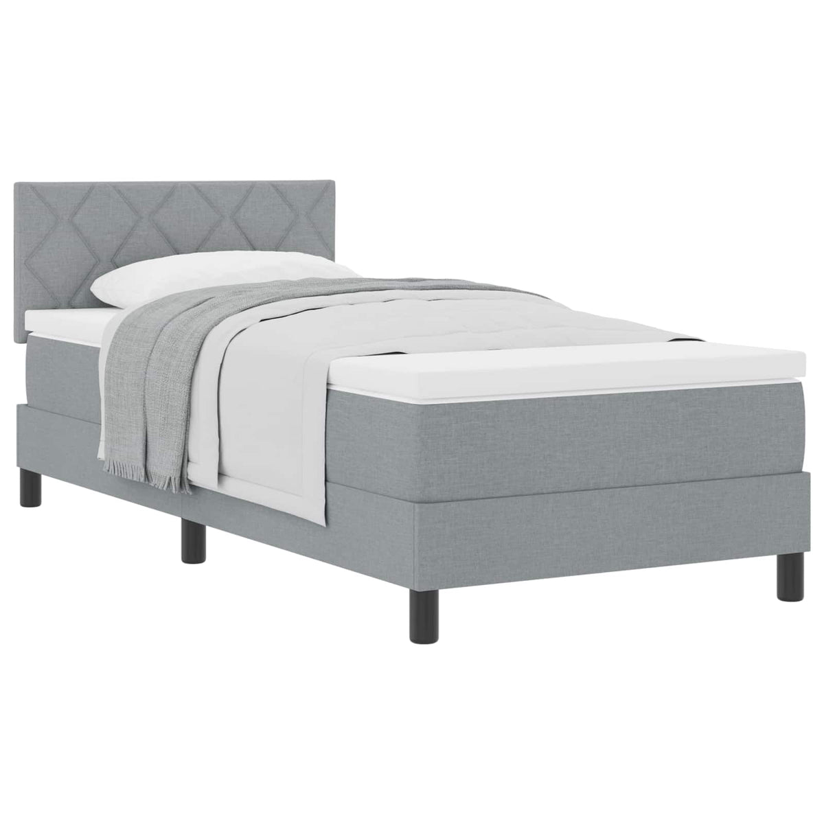 Krevet s opruga kutije Svijetlo siva 90 x 200 cm tkanina