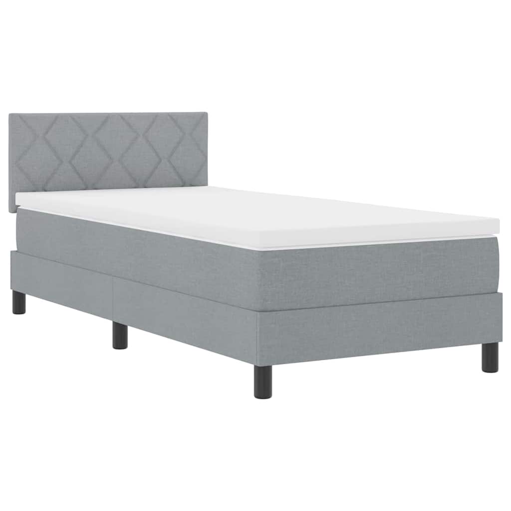 Krevet s opruga kutije Svijetlo siva 90 x 200 cm tkanina