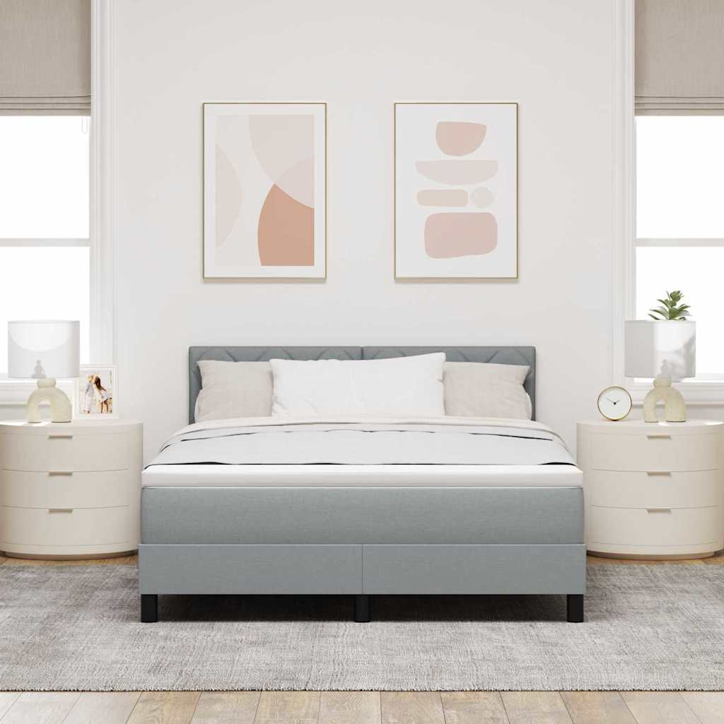 Krevet s opruga kutije Svijetlo siva 160 x 200 cm tkanina