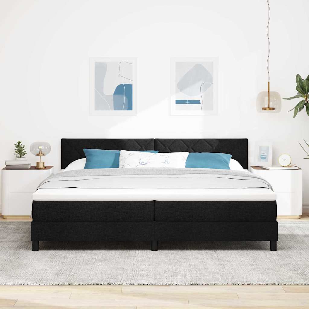 Krevet s opruga kutije s uzglavljem Crna 200 x 200 cm tkanina