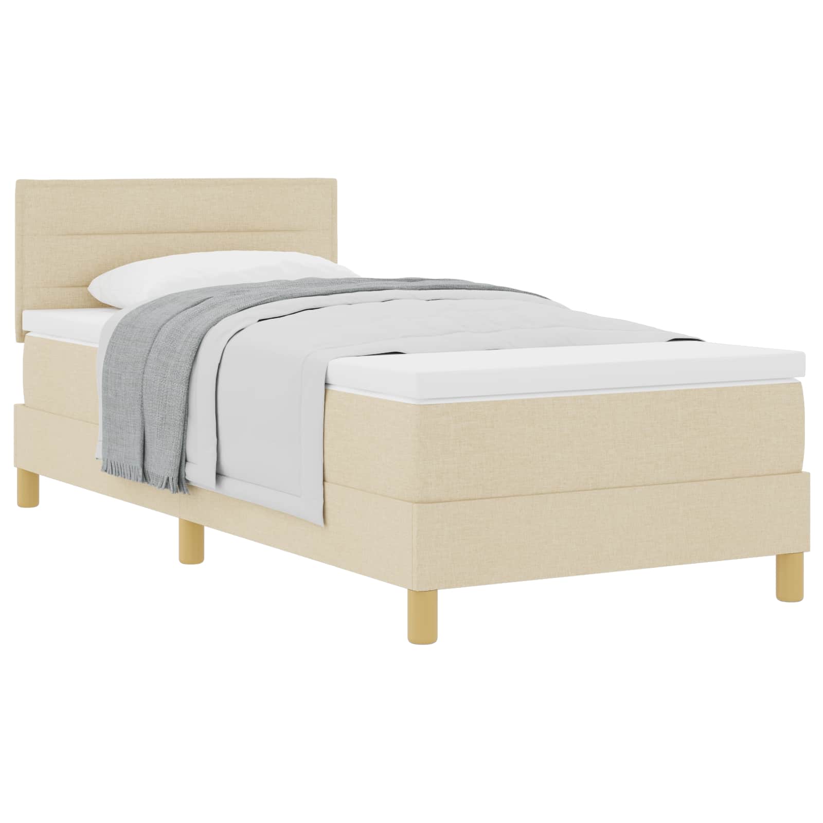 Krevet s opruga kutije s jastukom Krema 90 x 200 cm tkanina