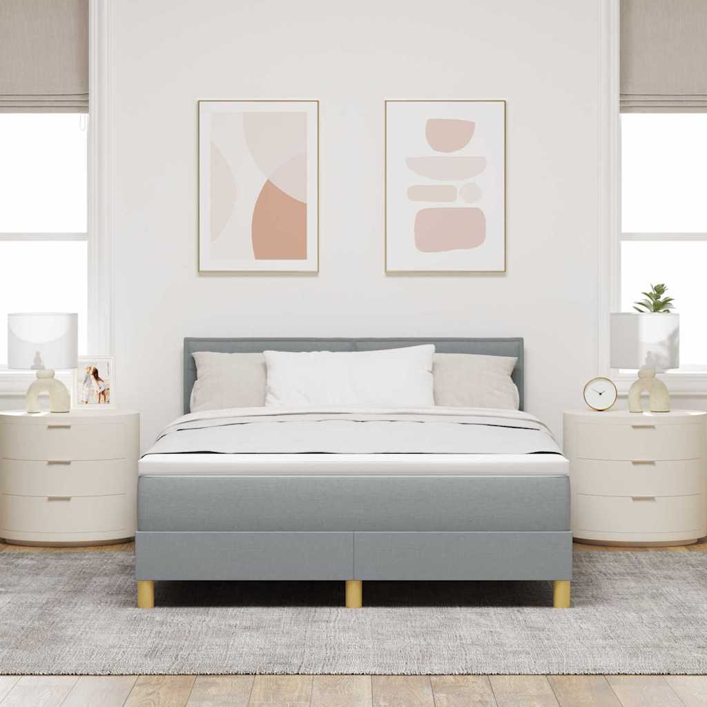Krevet s opruga kutije Svijetlo siva 140 x 190 cm tkanina