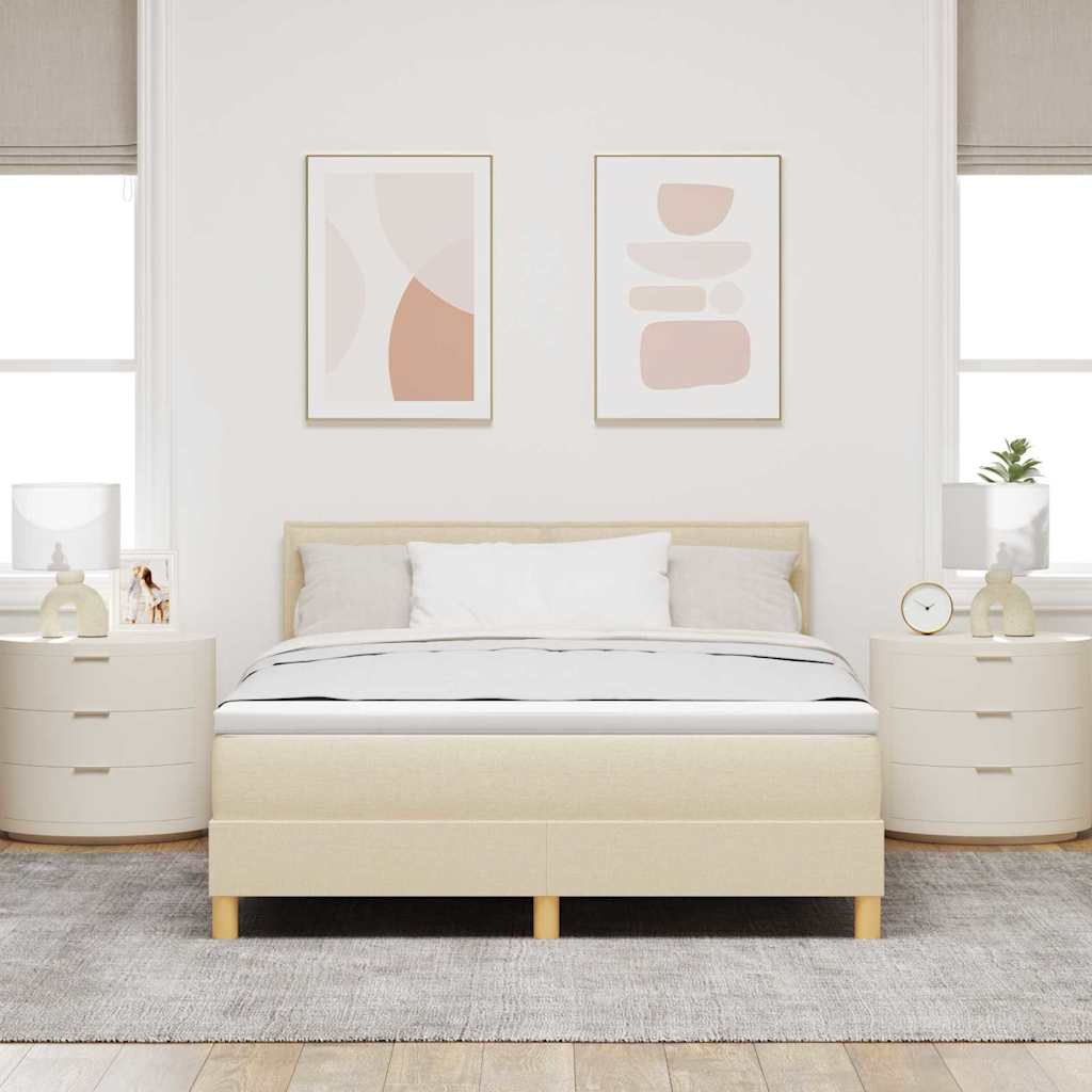 Krevet s opruga kutije s jastukom Krema 140 x 200 cm tkanina