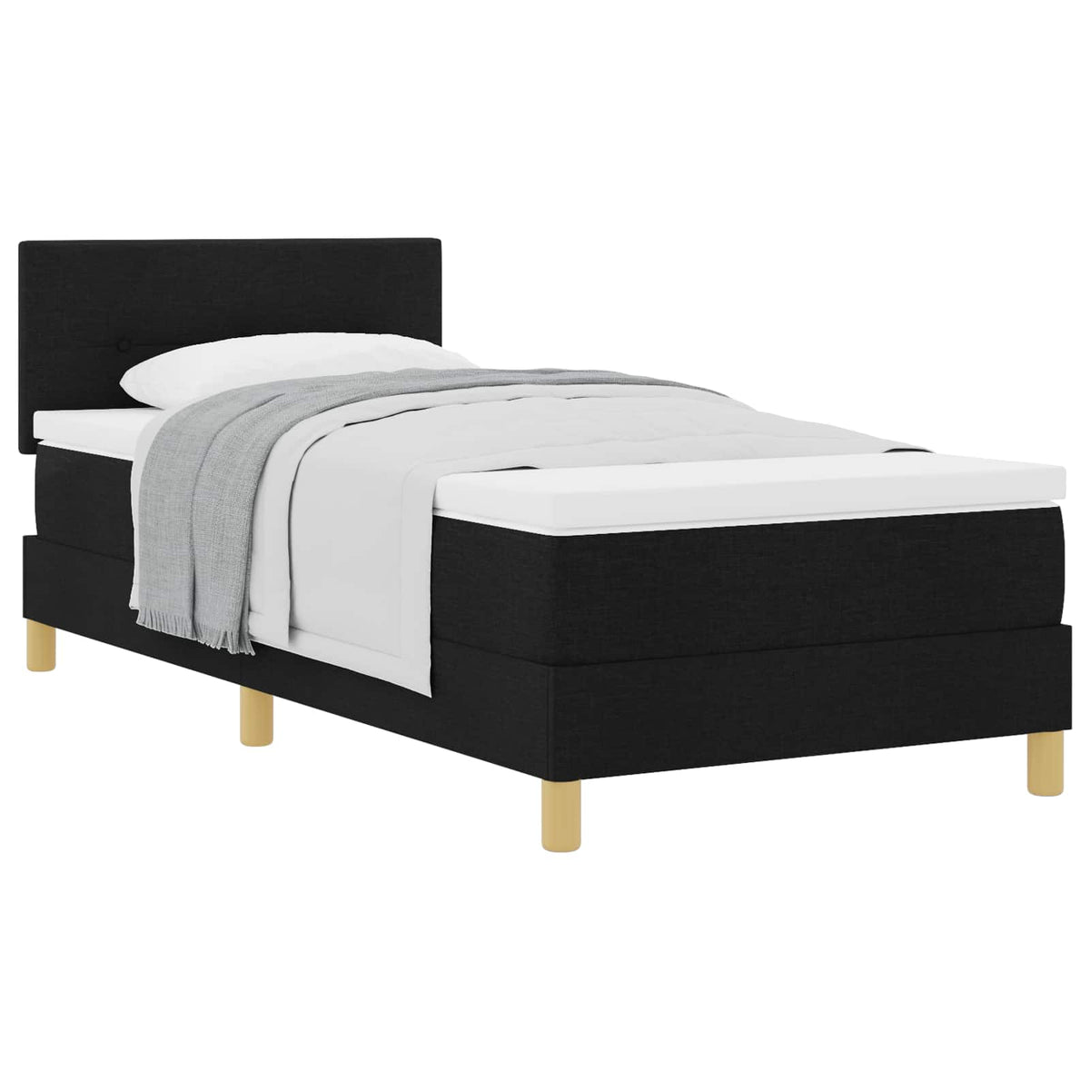 Krevet s opruga kutije s jastukom Crna 90 x 190 cm tkanina