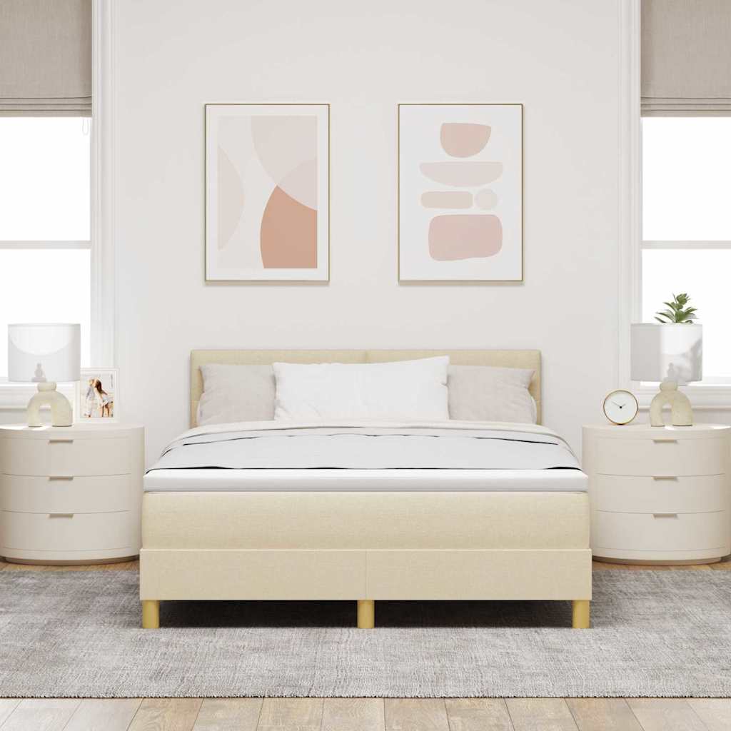Krevet s opruga kutije s jastukom Krema 160 x 200 cm tkanina