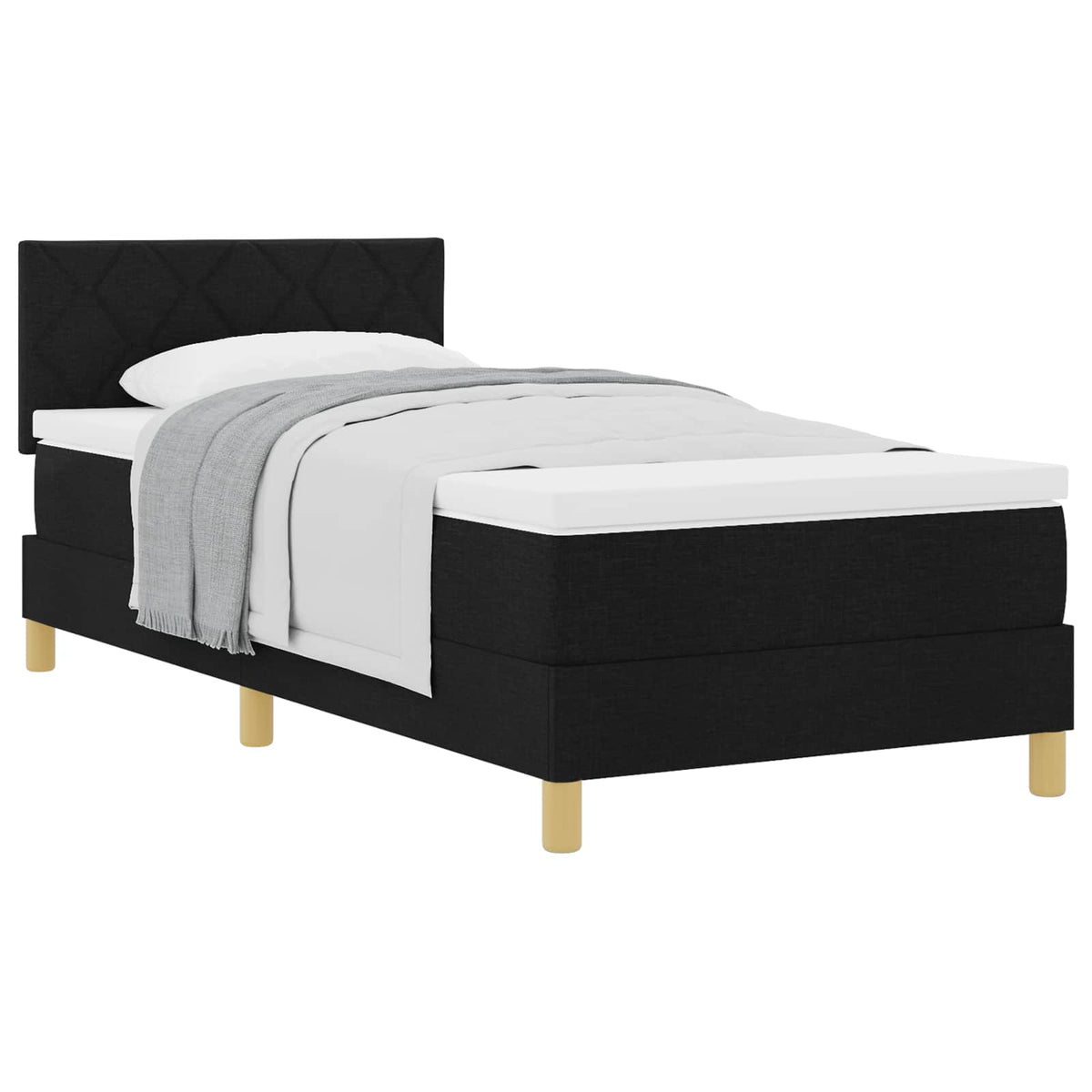 Krevet s opruga kutije s jastukom Crna 90 x 190 cm tkanina