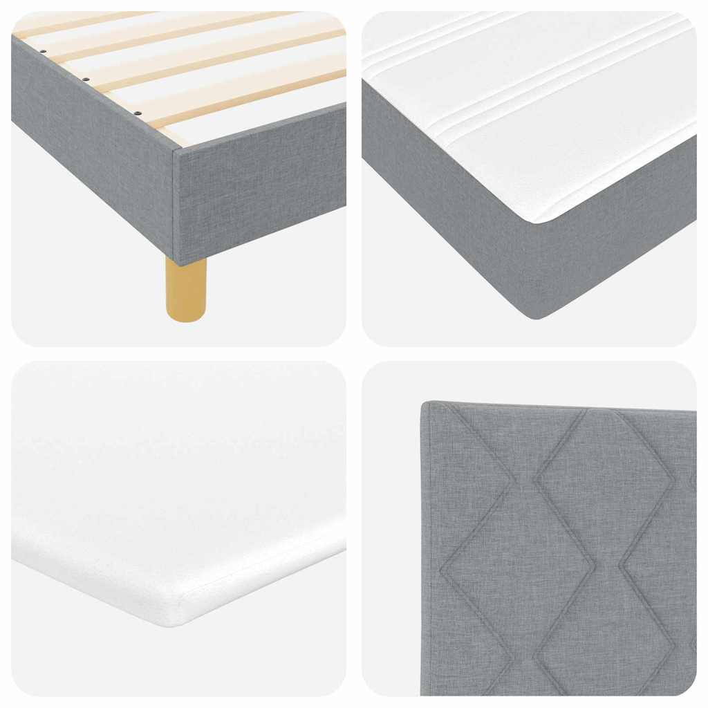 Krevet s opruga kutije Svijetlo siva 90 x 200 cm tkanina