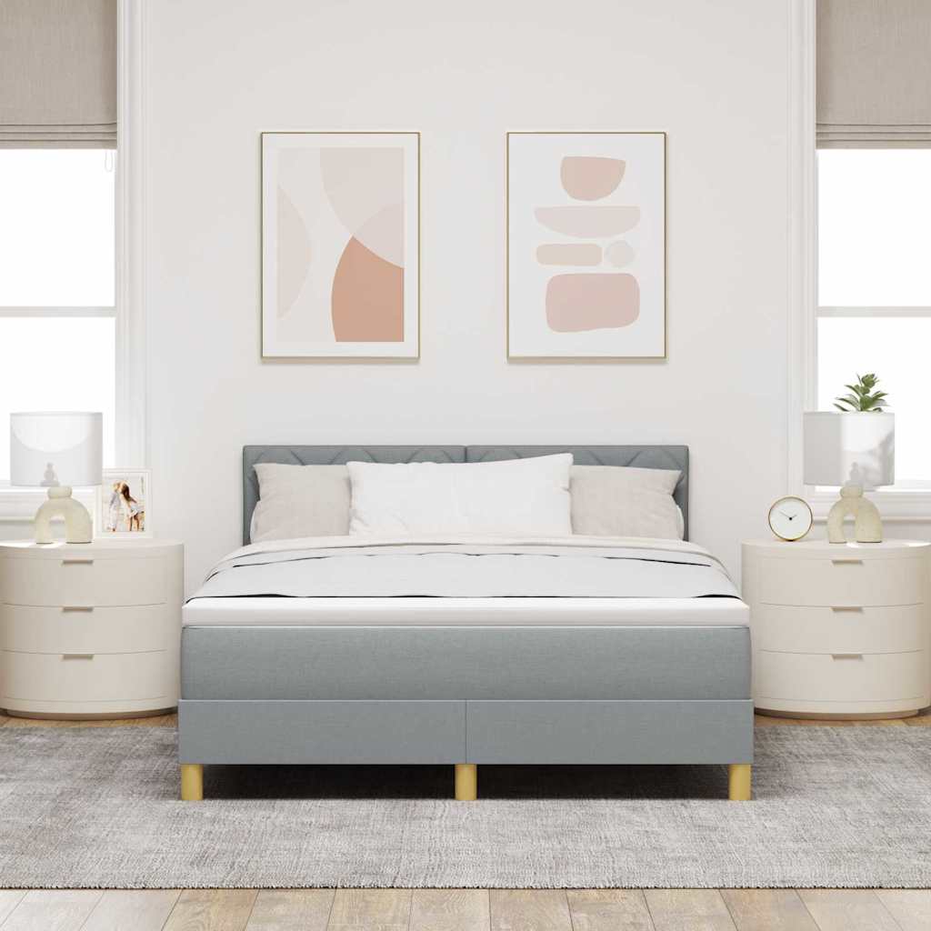Krevet s opruga kutije Svijetlo siva 160 x 200 cm tkanina